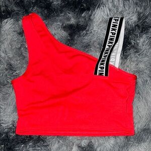 Red One-Shoulder Crop Top (Brand: Pink)